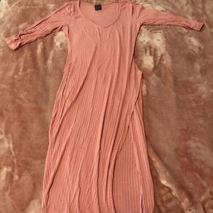 Pink slit midi dress